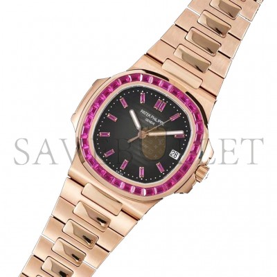 PATEK PHILIPPE ROSE GOLD BLACK DIAL ICED OUT WATCH 5711/1A-018
